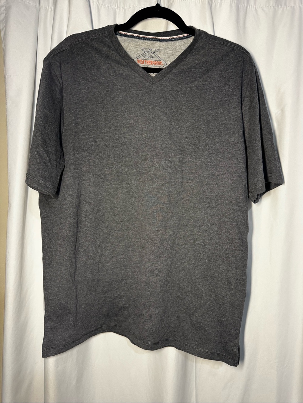 Weatherproof Men's V-Neck Short Sleeve T-Shirt - Charcoal Gray-Vintage 60%Cotton